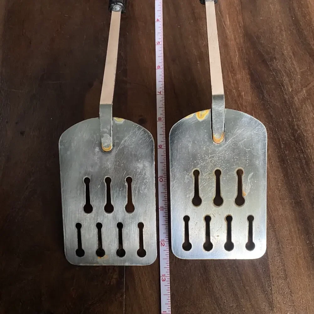 4 Vintage Ekco Chromium Plated Slotted Keyhole Spatula Spoon USA Made *Read*